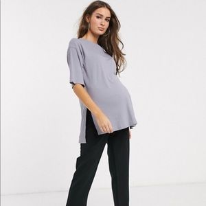 ASOS Maternity ribbed t-shirt in gray